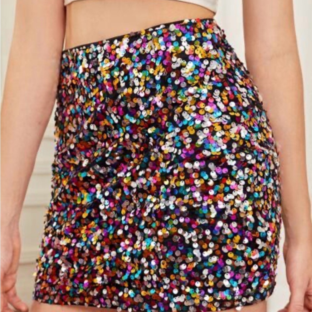 SHEIN Vibrant Sequin Mini Skirt